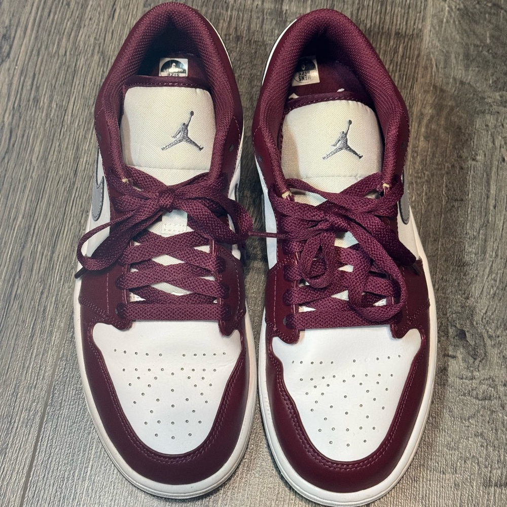 Air Jordan Maroon and White Sneakers
